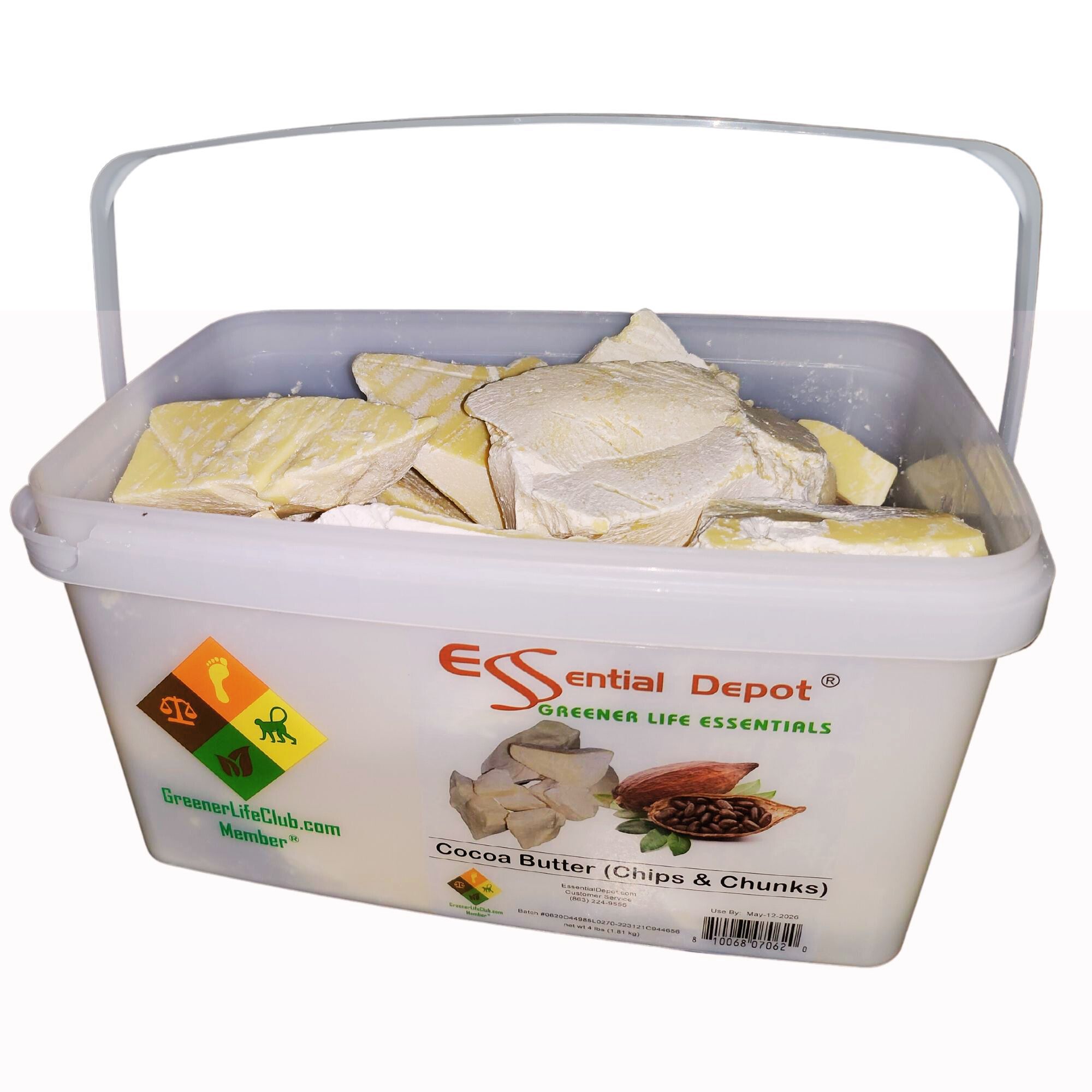 Organic Cocoa Butter Chips or Chunks - 4 lbs - Raw Unrefined
